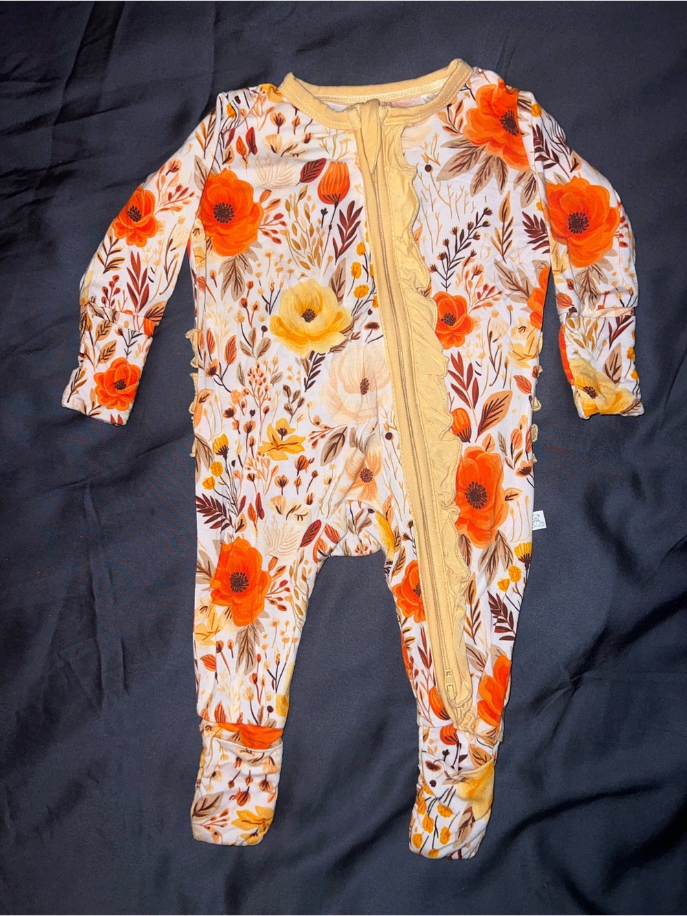 Little Snuggles bamboo Floral Zip-Front Baby One-Piece